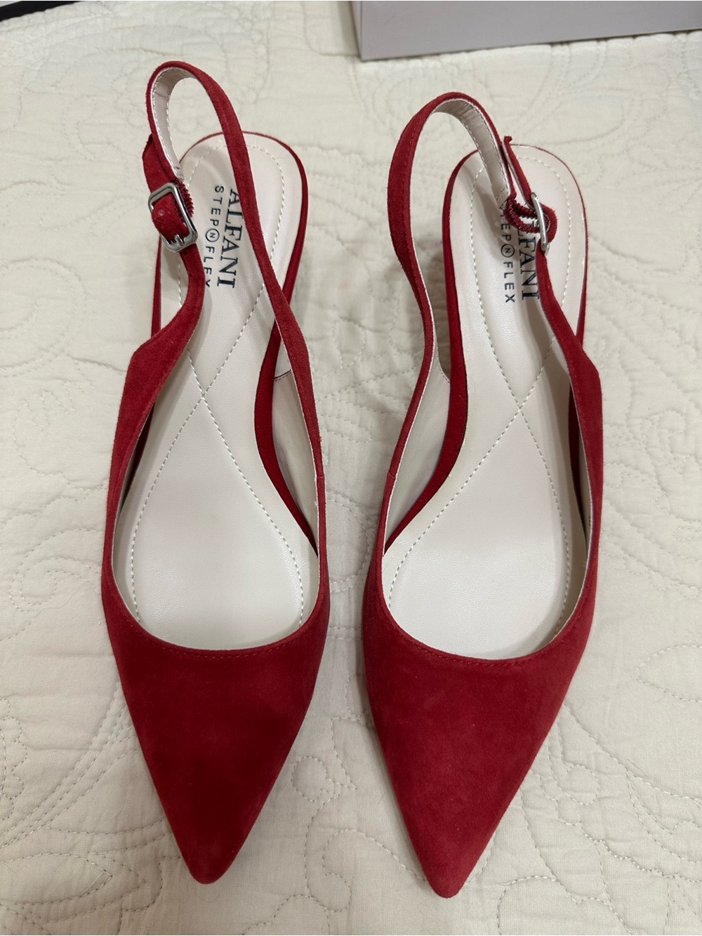 Alfani Red Suede Leather Slingback Pointed-Toe Heels size 8M